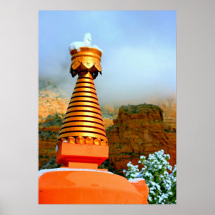 Stupa in snow poster