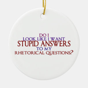 Stupid Answers to my Rhetorical Questions? Ceramic Ornament