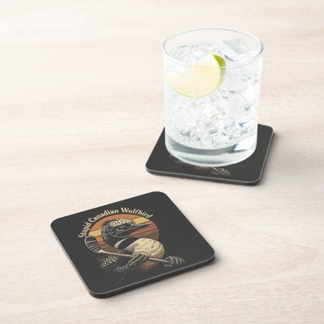 Stupid Canadian Wolf Bird Coaster (Right Side)