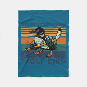 Stupid canadian wolf bird funny hookey loon meme fleece blanket