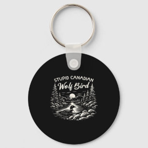 Stupid canadian wolf bird heated hockey meme keychain