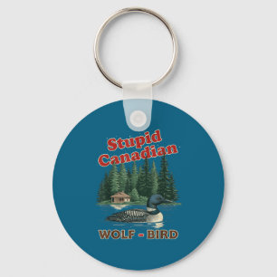 Stupid canadian wolf bird heated loon hockey meme keychain