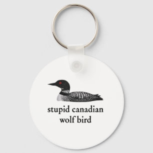 Stupid Canadian Wolf Bird Hockey Romance for Hocke Keychain