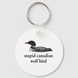 Stupid Canadian Wolf Bird Hockey Romance for Hocke Keychain