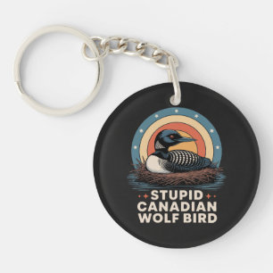 Stupid Canadian Wolf Bird Keychain
