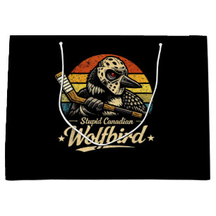 Stupid Canadian Wolf Bird  Large Gift Bag