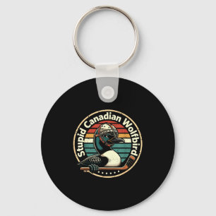 Stupid canadian wolf bird vintage heated hookey keychain