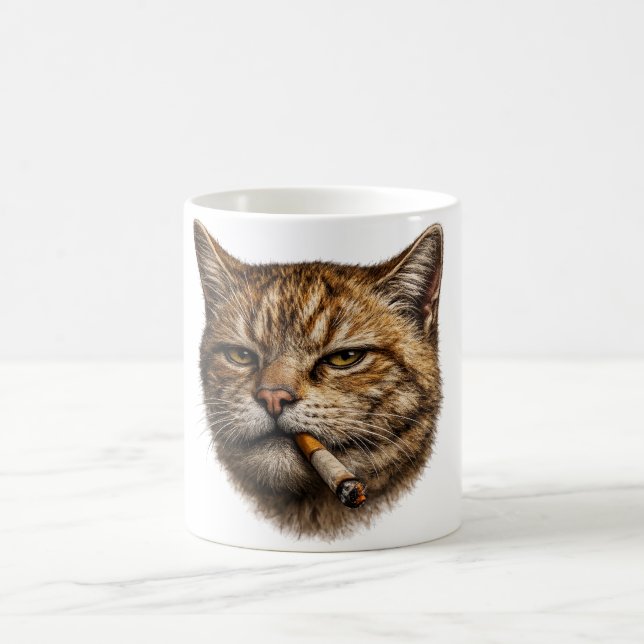 Stupid Cool Funny Cat Meme Smoking Cat cigarette  Coffee Mug (Center)