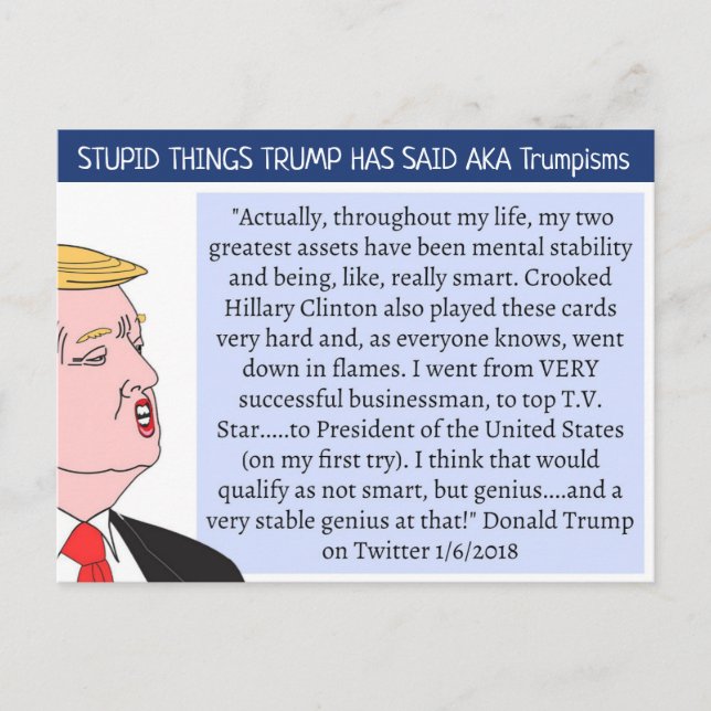 Stupid Things Trump has said Postcard Souvenir (Front)