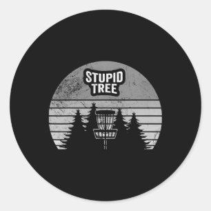 Stupid Tree Disc Golf Sket Forest Sunset Classic Round Sticker