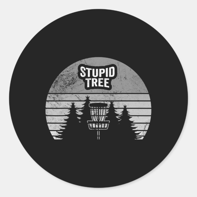 Stupid Tree Disc Golf Sket Forest Sunset  Classic Round Sticker (Front)