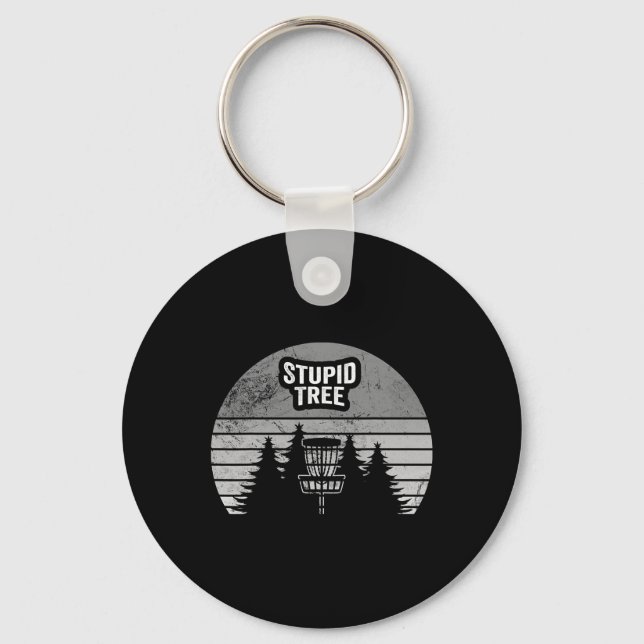Stupid Tree Disc Golf Sket Forest Sunset  Keychain (Front)