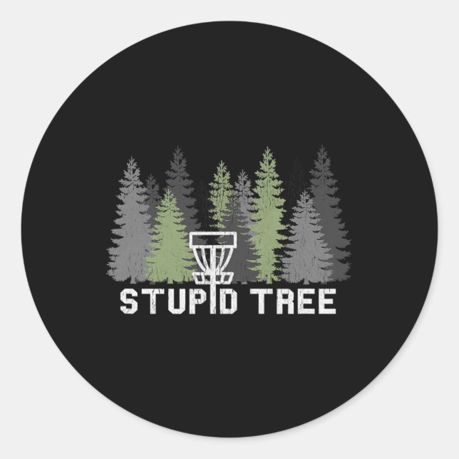 Stupid Tree Funny Disc Golf Frolf  Classic Round Sticker (Front)