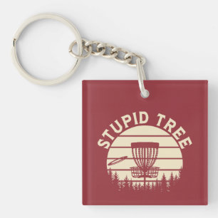 Stupid Tree Funny Disc Golf Sports Keychain