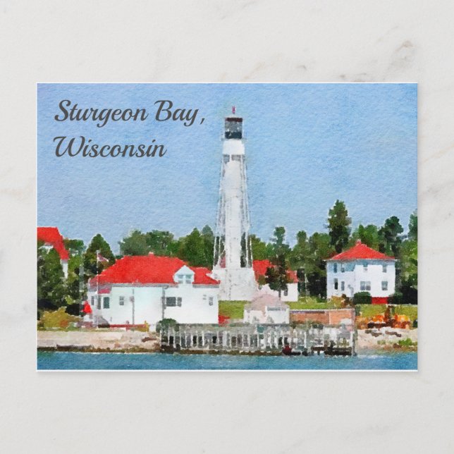 Sturgeon Bay Lighthouse, Door County, Wisconsin Postcard (Front)