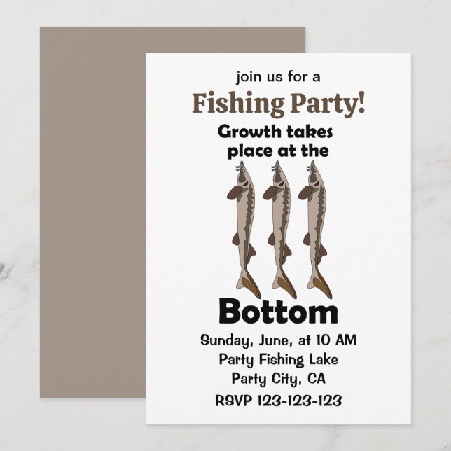 Sturgeon Fish Bottom Dweller Fishing Party Invitation (Front/Back)