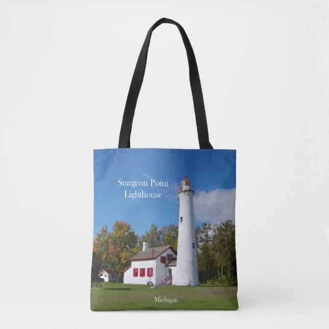Sturgeon Point Lighthouse all over tote bag (Front)
