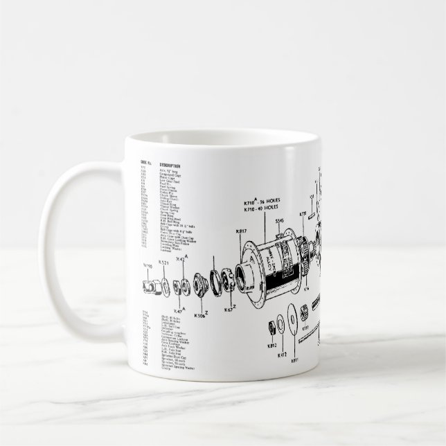 Sturmey-Archer Three-speed Mug (w/ parts list) (Left)