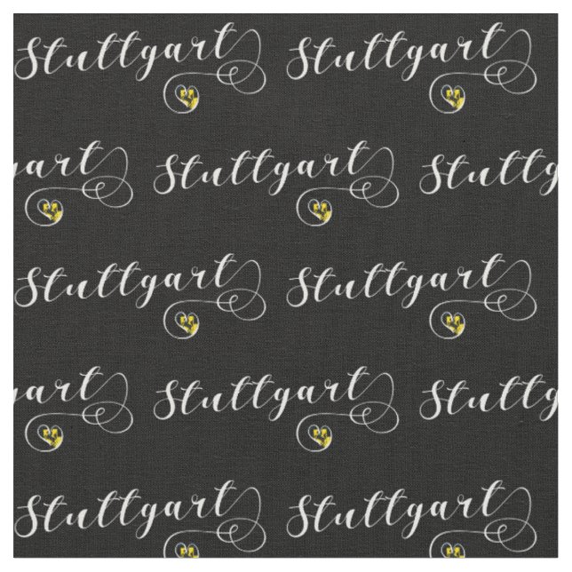 Stuttgart Flag Heart, Germany, Deutschland Fabric (Close Up)