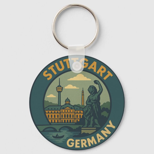 Stuttgart Germany City Art Keychain (Front)
