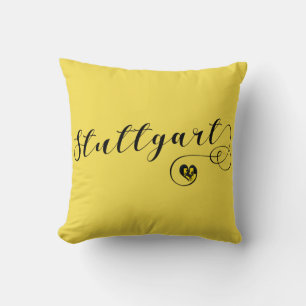Stuttgart Heart Throw Pillow, Germany Pillow
