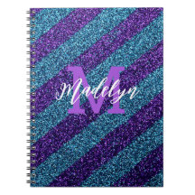 Styilsh Blue &Purple Glitter Monogram Name 