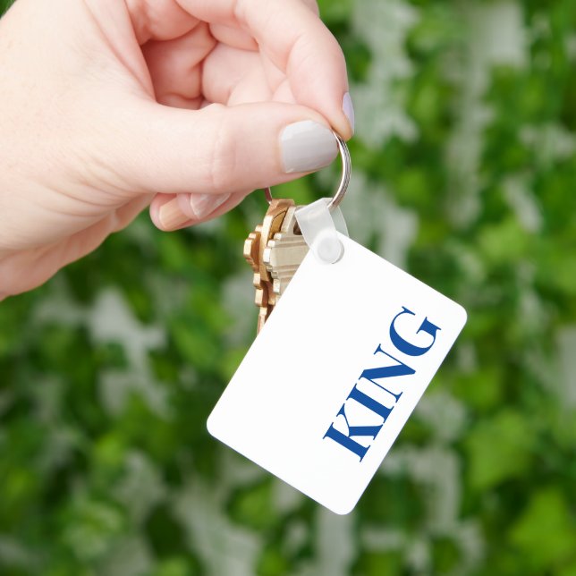 Style Aluminum Rectangle King Text Keychain  (Hand)