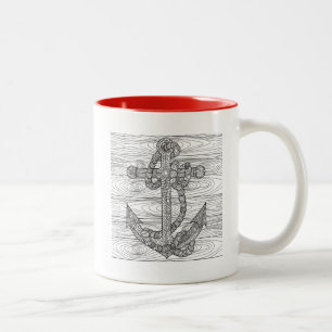 Style Anchor And Rope Two-Tone Coffee Mug