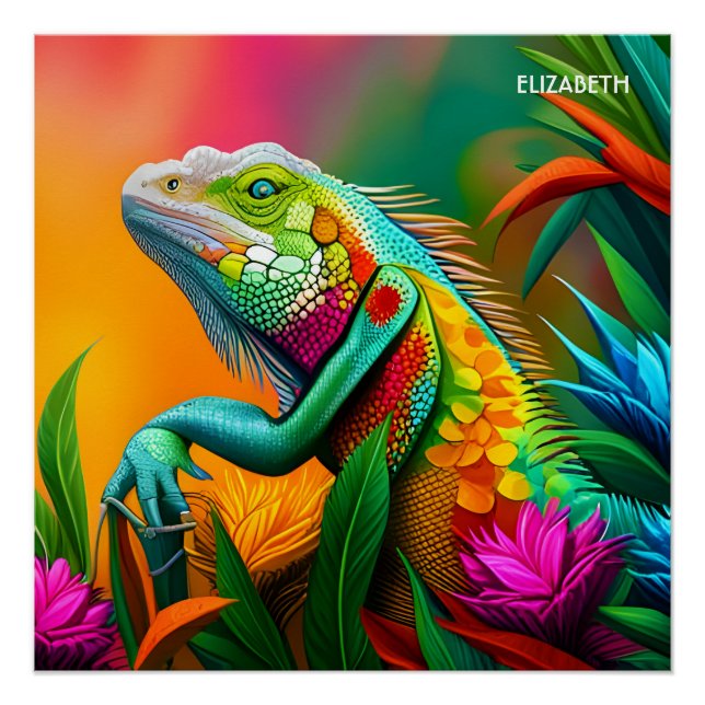 Style Art Déco Imaginaire Cute Iguana (Devant)