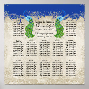 Style Art Déco Peacock Réception Carte de siège