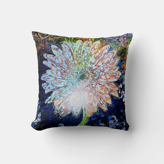 "style art peter max" fleurs coussin (Recto)