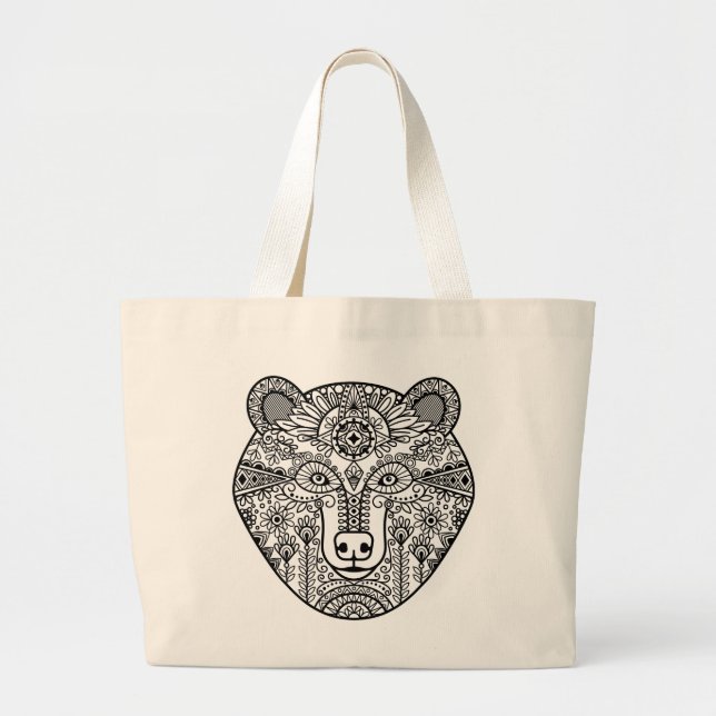 Style Bear Head Large Tote Bag (Front)
