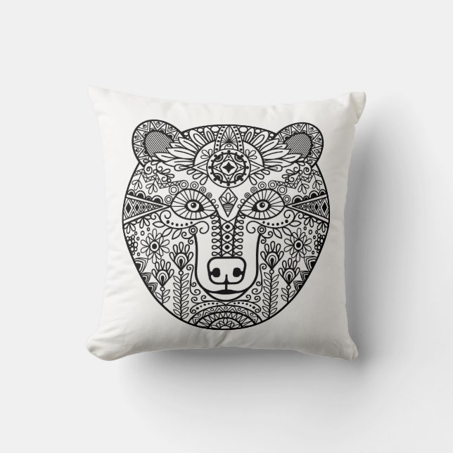 Style Bear Head Throw Pillow (Front)