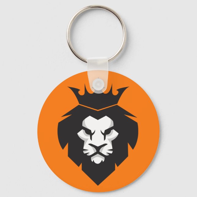 Style Black and White King Lion with Crown Keychain (Front)
