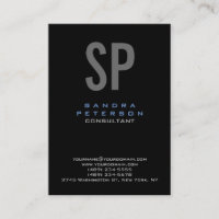 Style Black Blue Grey Monogram Modern Professional