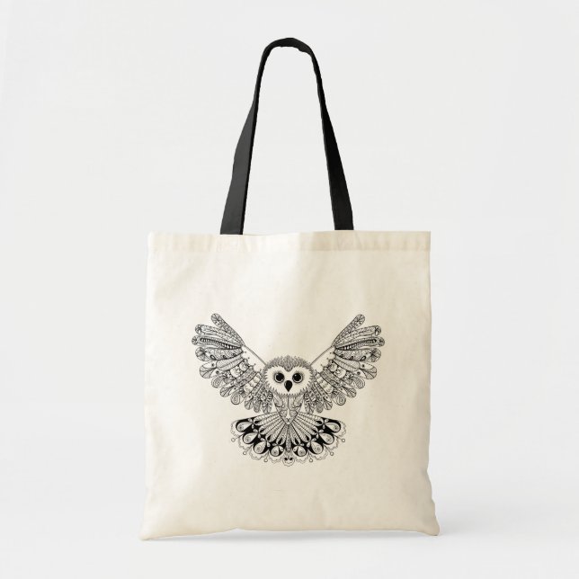 Style Black Owl Tote Bag (Front)