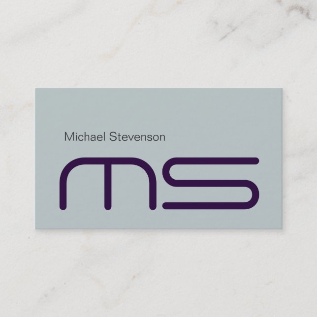 Style bleu clair moderne Monogramme Carte de visit (Devant)