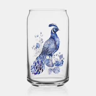 Style bleu et blanc Delft paon avec fleurs