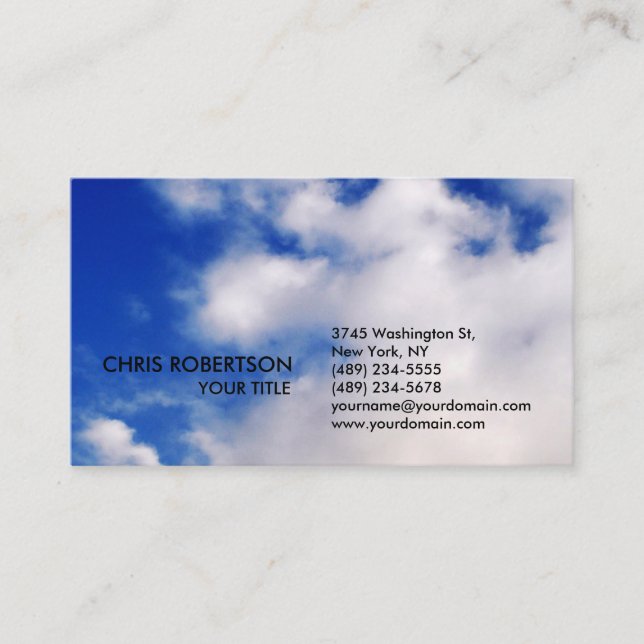 Style Blue Sky White Clouds Carte de visite nature (Devant)