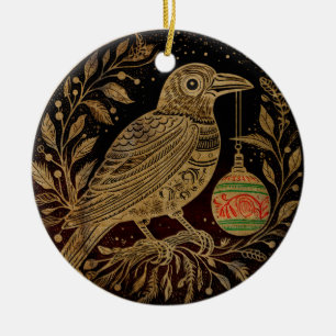 Style boisé Corbeau de Noël avec ornement