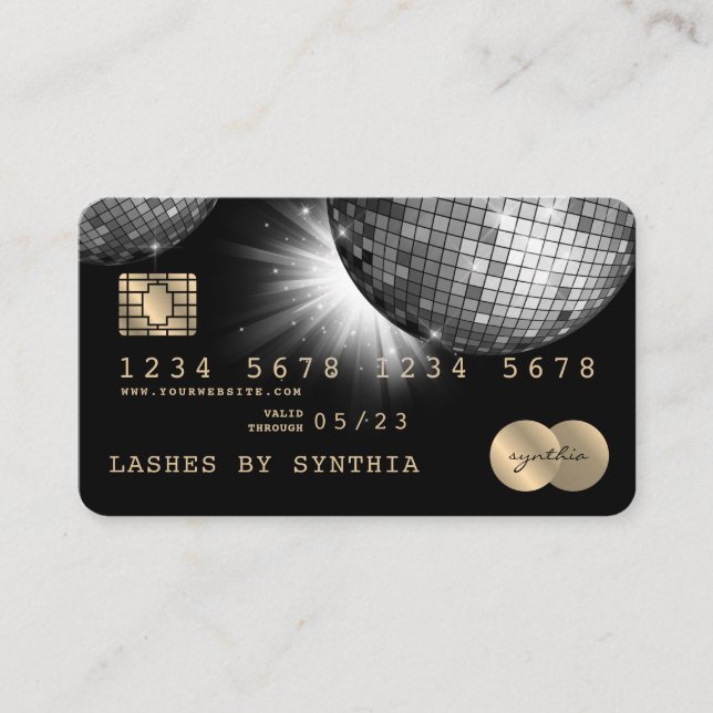 Style carte de crédit Silver Disco Ball les années (Devant)