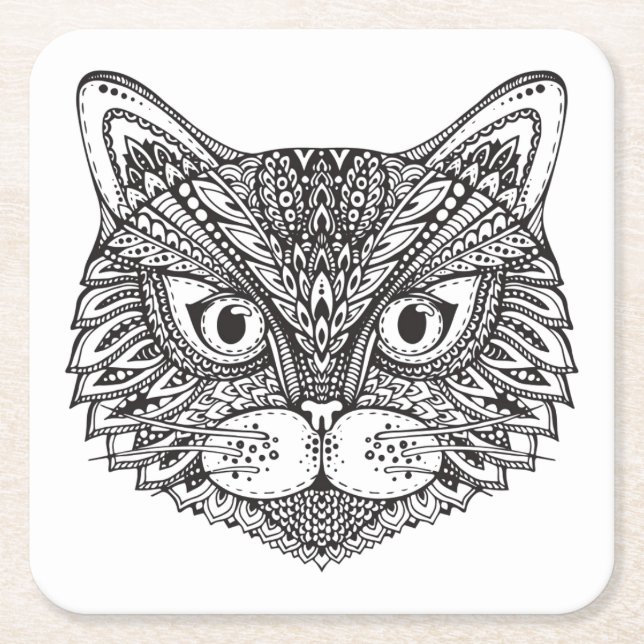 Style Cat Square Paper Coaster (Front)