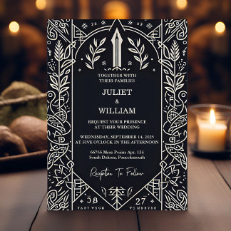 Style Celtic Nordic Medieval Scroll Viking Wedding Invitation