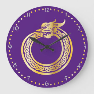 Style Celtique Or Toné Ouroboros Grande horloge