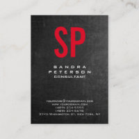 Style Chalkboard Grey Red Monogram Professional