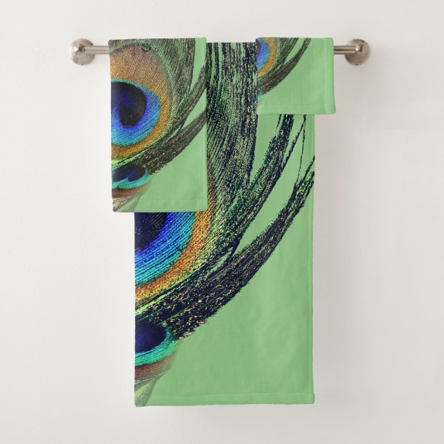 Style Chic Bleu Sage Vert Peacock Feather (En situation)
