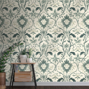 Style Damas de papier peint vert