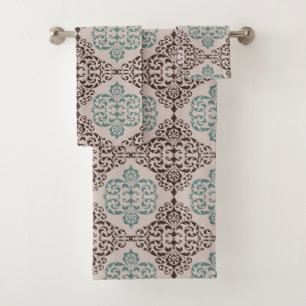 Style Damas ornemental Motif en bleu et Brown