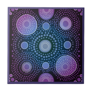 Style d'art autochtone violet 6 de 9 Carreaux de c