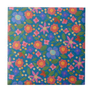 Style d'art populaire floral sur carreau de cérami